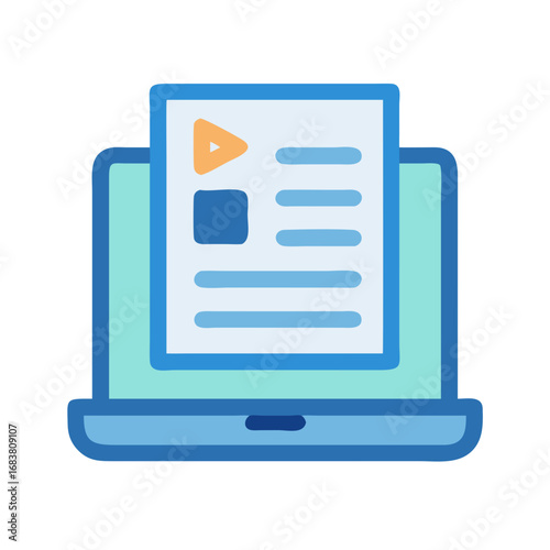 Laptop with online video content creation and marketing concepts