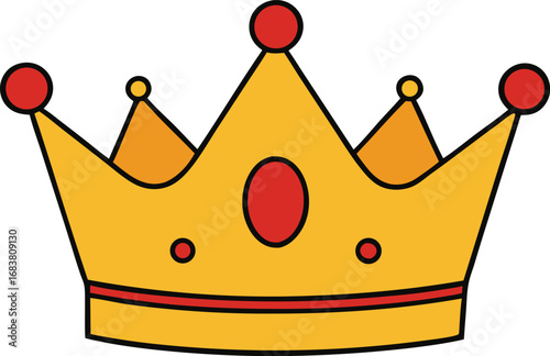Golden crown with ruby jewels majestic royalty symbol vector illustration eps transparent background