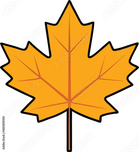 Golden maple leaf autumn season vector illustration scalable eps icon transparent background