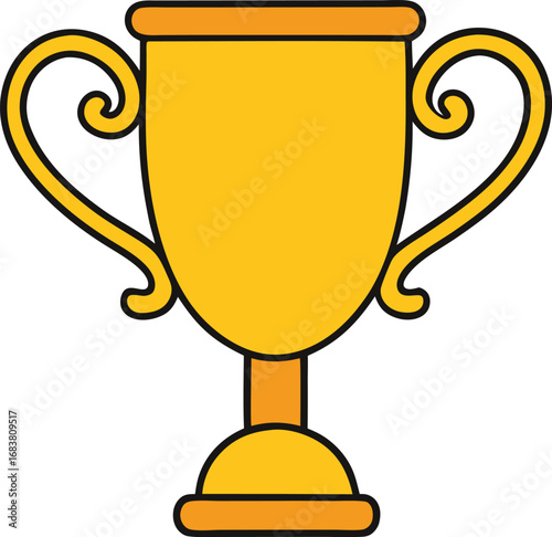 Golden trophy cup with ornate handles vector illustration scalable eps graphic award symbol transparent background