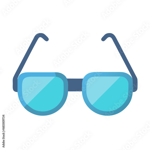 Blue glasses icon over black backdrop for health concept