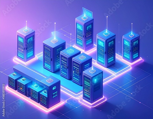 Wallpaper Mural Futuristic data center with glowing servers and high-tech atmosphere Torontodigital.ca