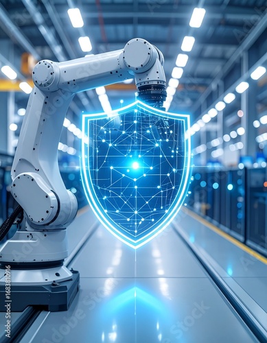 Wallpaper Mural Robotic arm holding a digital shield symbolizing cybersecurity protect Torontodigital.ca