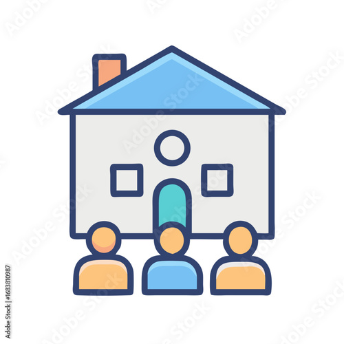 Meeting with real estate agent in front of house