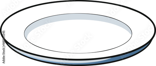 Vector illustration of a clean round white ceramic plate perfect for culinary or design projects transparent background