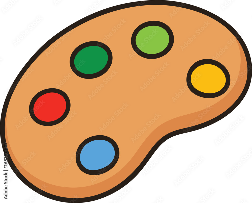 Fototapeta premium Wooden artist paint palette with vibrant colors digital illustration vector graphic transparent background