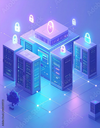 Wallpaper Mural Futuristic data center with neon security and technology elements Torontodigital.ca