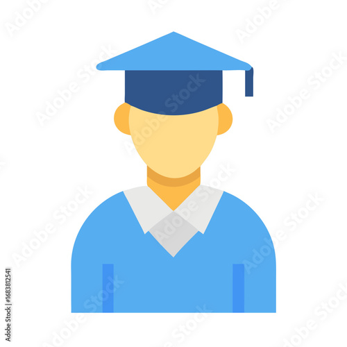 Icon of student with graduation hat in flat design