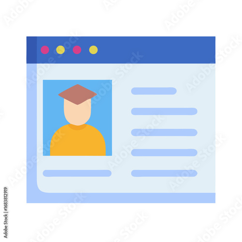 Online student profile page illustration for education themes