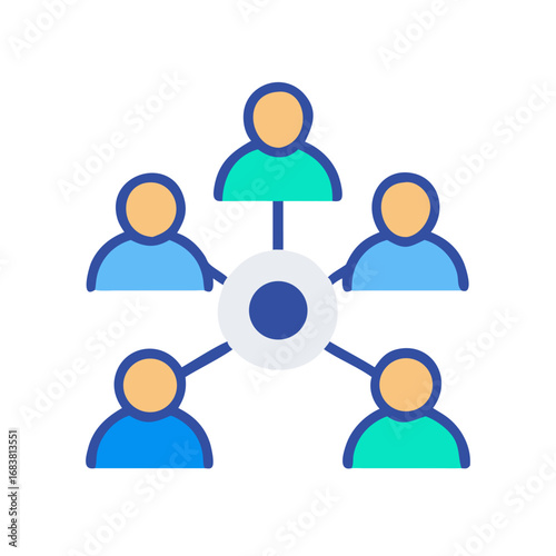 Simple networked people icon on black background communication concept