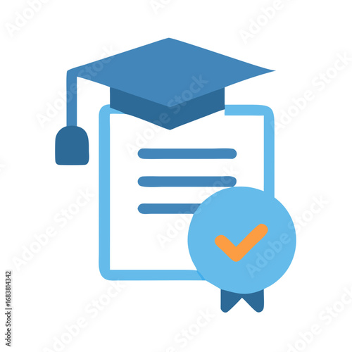 Graduation certificate completion icon indicating achievement and success