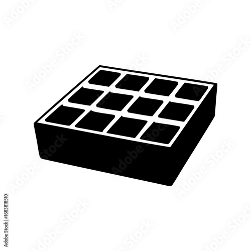Isometric vector illustration of a 3x4 grid waffle confectionary block on white