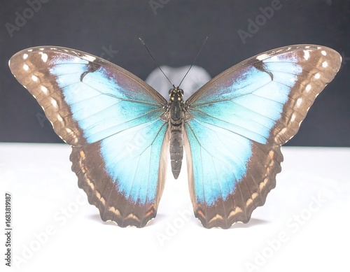 Stunning blue butterfly, wings spread