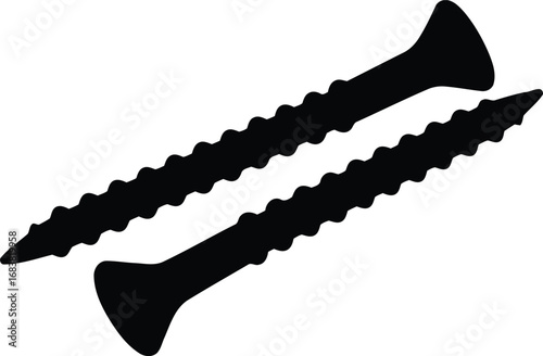 Black drywall screws fasteners construction hardware isolated vector