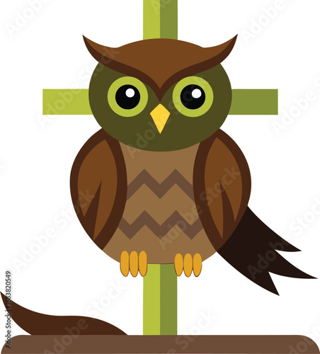 Owl Perched On Crooked Cross