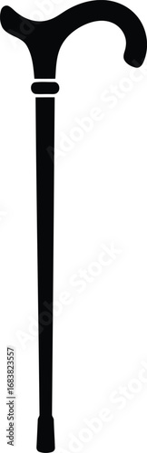 Elegant black cane classic handle mobility aid style accessory vector