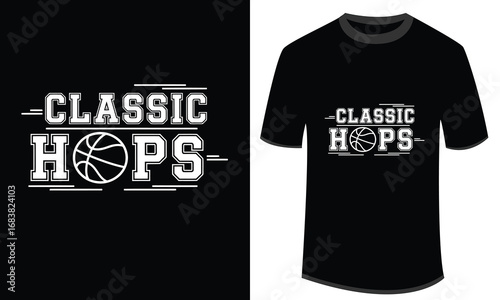 Classic hops basketball typography t shirt design with bold sporty style