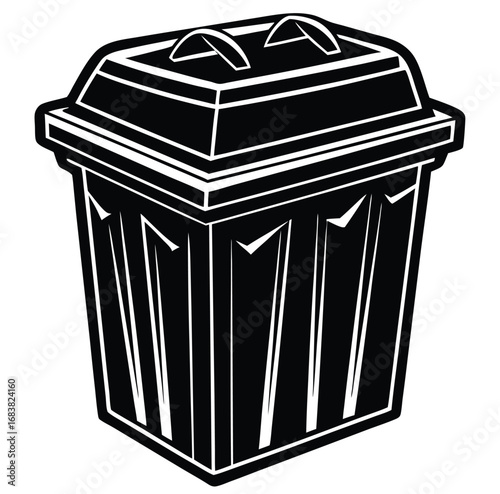 Recycling bin vector isolated on white with a trash can icon and a dustbin symbol illustration
