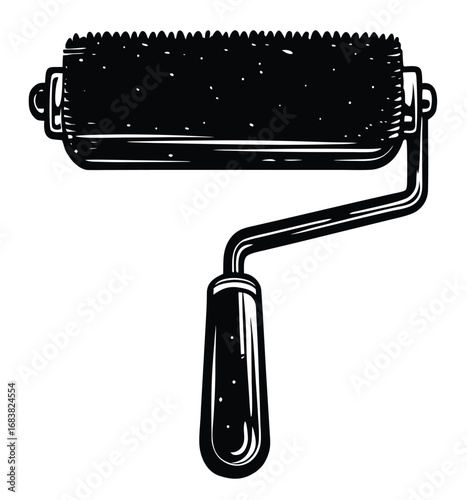 Vector technology business objects, including an electric razor, a black and white paint roller, and a digital network device