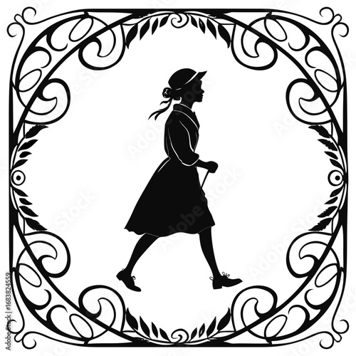 silhouette vector of a baroque style frame