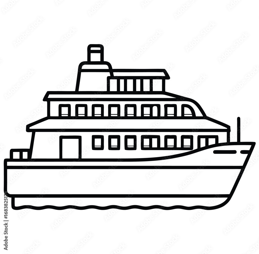 Obraz premium Vector illustration of a cruise ship sailing the blue ocean