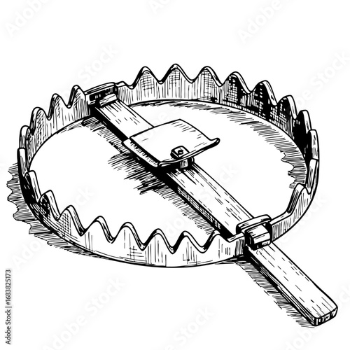 Vintage sketch of a bear trap  