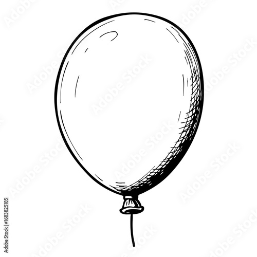 Vintage sketch of a balloon with a string hanging down  