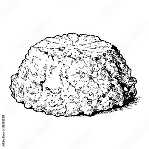 Vintage sketch of a cottage cheese mound  