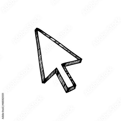 Vintage sketch of a computer cursor in a hand-drawn style  