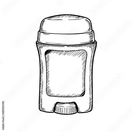 Vintage sketch of a deodorant stick in simple line art style  