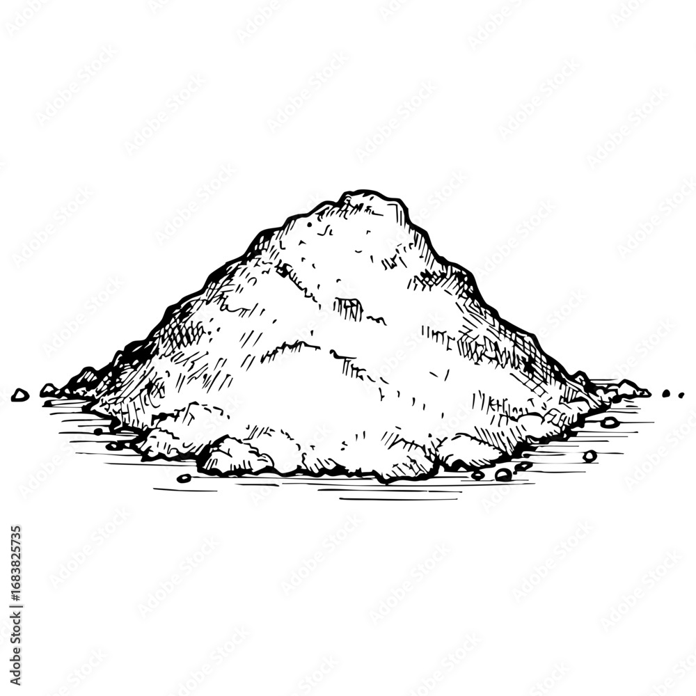 Obraz premium Vintage sketch of a pile of flour on a flat surface 