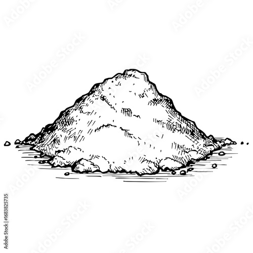 Vintage sketch of a pile of flour on a flat surface  