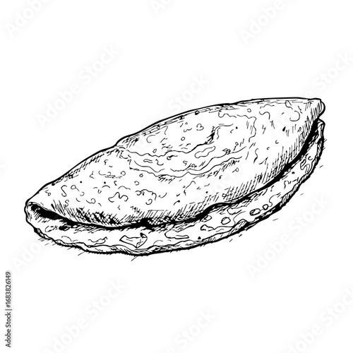Vintage sketch of a delicious homemade omelette  