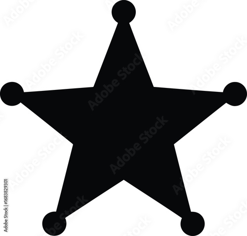 Classic sheriff star badge emblem isolated on white simple graphic symbol vector