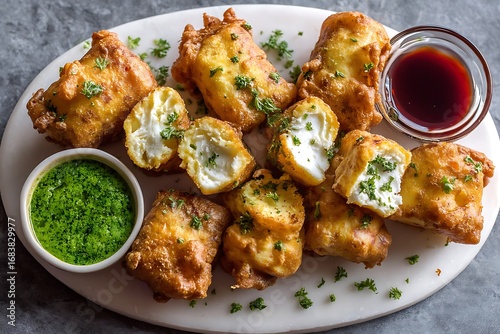 Crispy paneer pakoras, golden-fried and stuffed with soft, spiced cottage cheese, served with tangy chutney for an authentic Indian snack experience