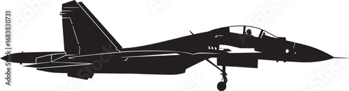 Side profile silhouette of a Sukhoi Su27 Flanker military jet with landing gear deployed