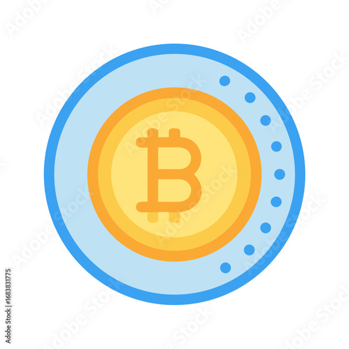 Flat design illustration of a Bitcoin cryptocurrency coin icon