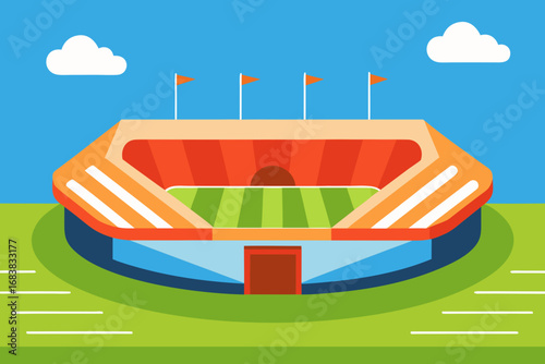 A simple cartoon of a football stadium vector illustration