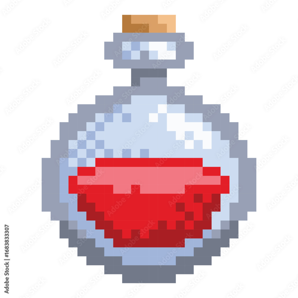 Fototapeta premium retro pixel art red potion bottle vector illustration