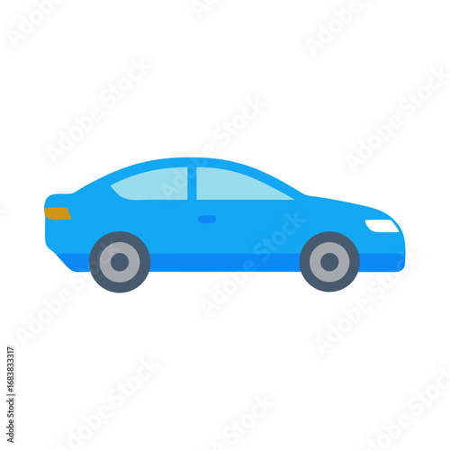 Isolated flat style illustration of a generic blue car
