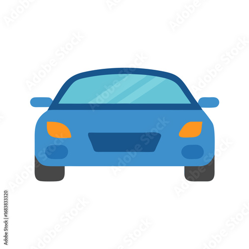 Isolated blue car graphic illustration on black background