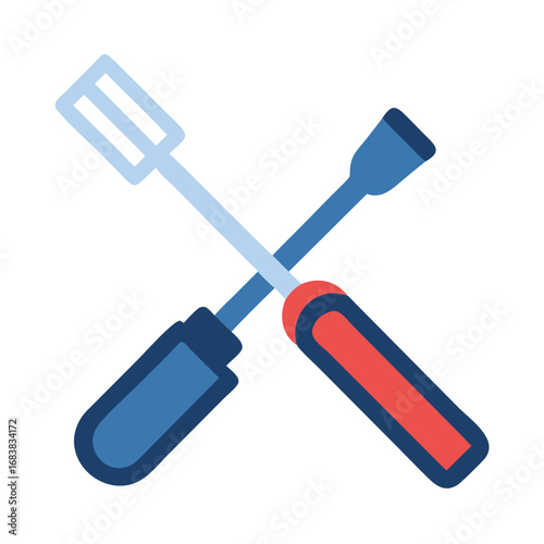 Crossed screwdrivers icon flat design for repair or construction
