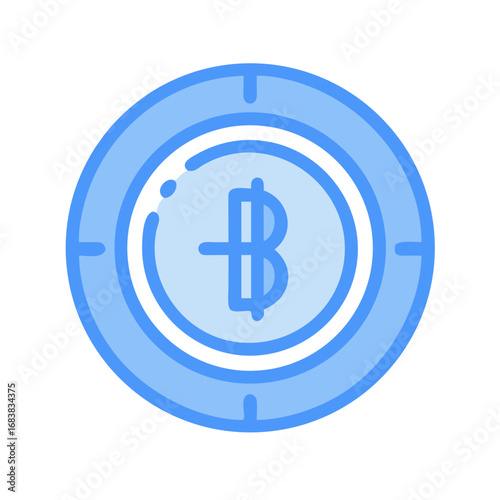 Cryptocurrency bitcoin coin icon in target financial illustration