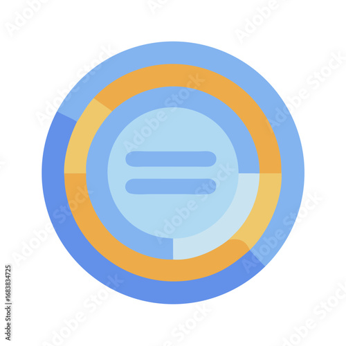 Stylized circle diagram with light blue and gold segments