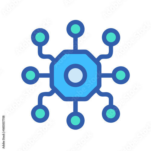 Central network node connecting diverse data sources illustration