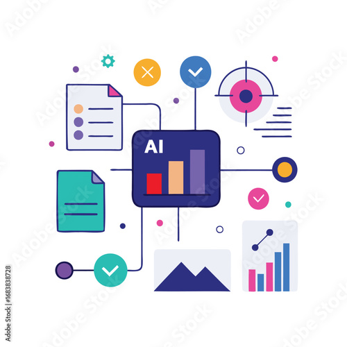Artificial intelligence data analysis and insights illustration