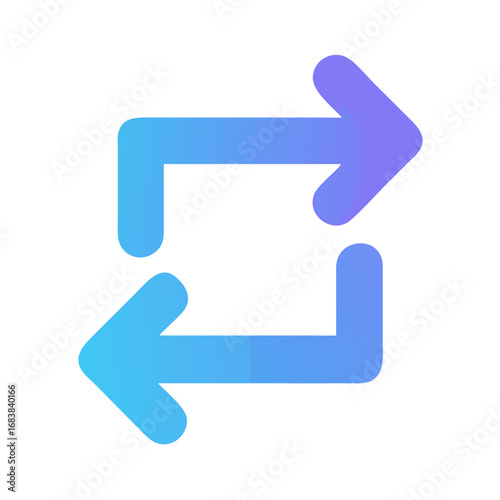 Two connected arrows facing opposite directions, loop concept