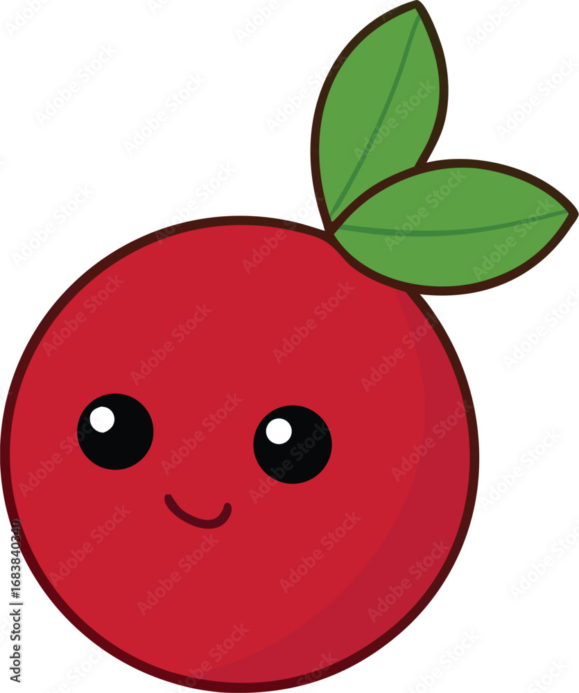 Obraz premium Cute cranberry character vector illustration scalable fruit icon for adobe stock eps transparent background