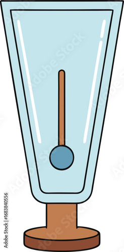 Empty glass barometer vector illustration scientific instrument weather forecasting device transparent background