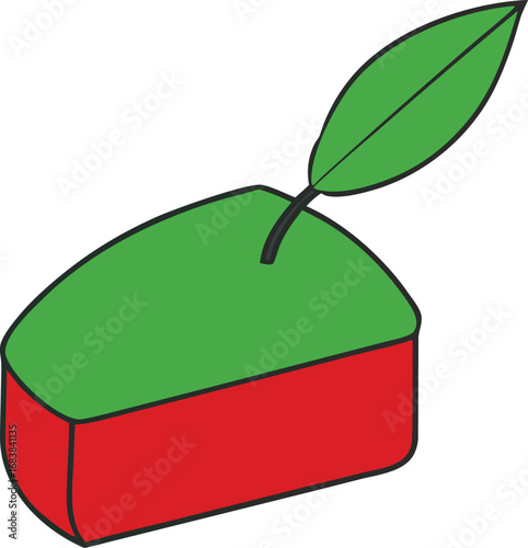 Green olive leaf adorning a closed red velvet gift box elegant design transparent background